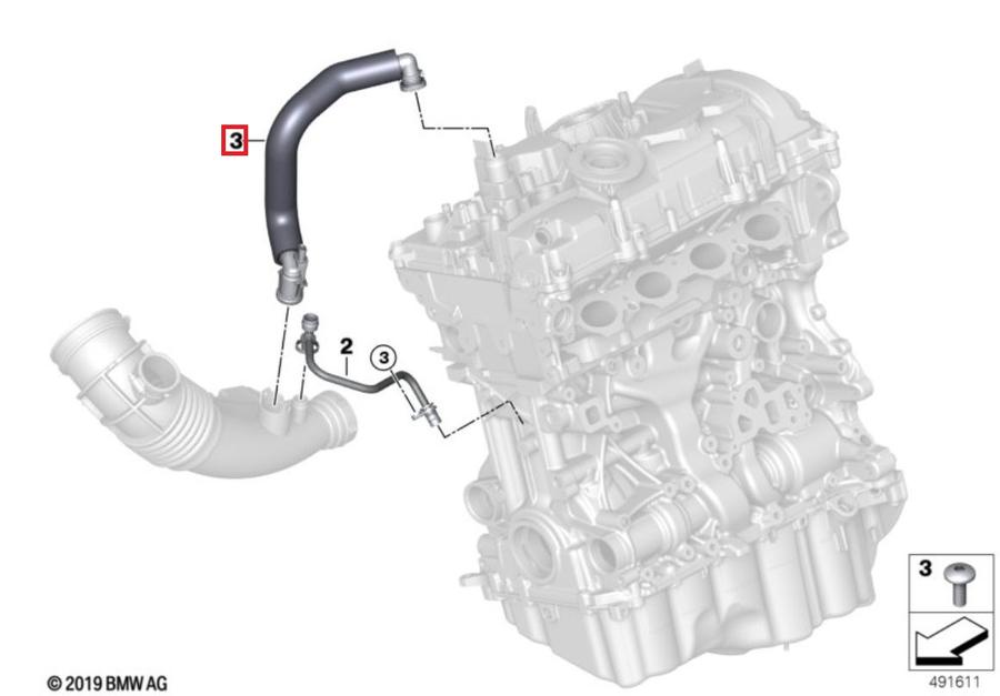 11157623746_A Original BMW F30 G20 G30 G12 Selang PCV Crankcase Ventilation B48 11157623746 - Image 1