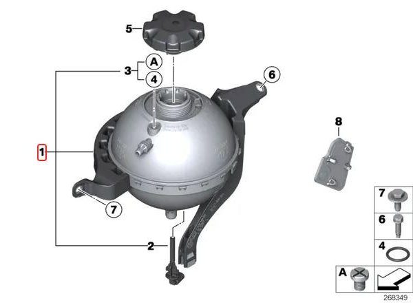 Ori BMW F10 F11 520i 528i Tabung Radiator Expansion Tank Mesin N20