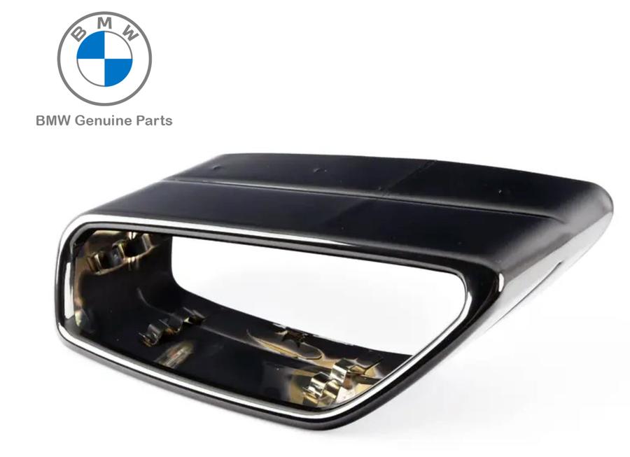 18308631960_A Original BMW G30 Gloss Black Exhaust Tip Ujung Knalpot Trapezoid KIRI - Image 1