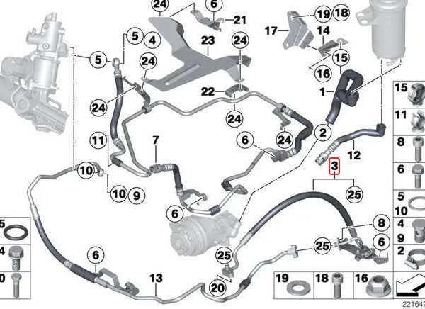 BMW E70 X5 LCI E71 X6 35i N55 Expansion hose Selang Power Steering