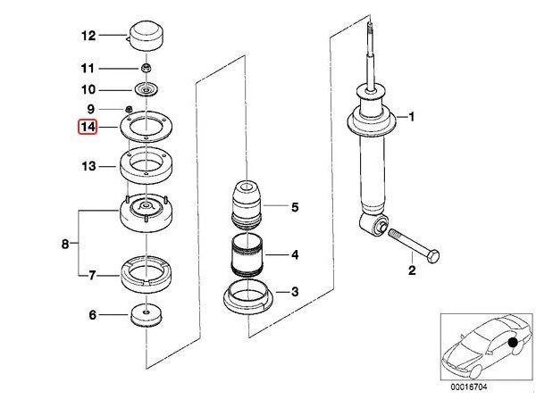 Original BMW E38 E39 Washer Gasket Shock Absorber Belakang