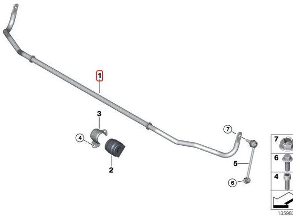 BMW E81 E82 E87 E90 E92 E93 Stabilizer Bar Belakang 13mm 33556764425