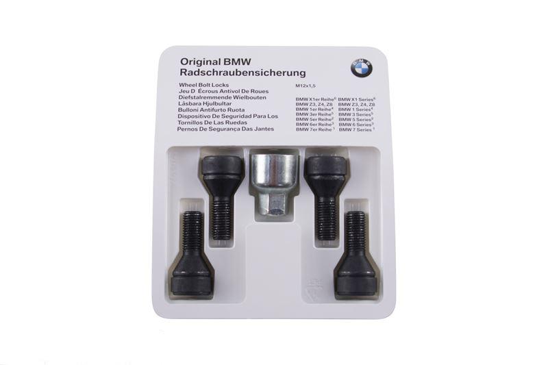 36132453959_A Original BMW Wheel Bolt Lock Set Baut Roda + Kunci Adapter M12x1.25 - Image 1