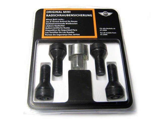 Original MINI Wheel Bolt Lock Set Baut Roda + Kunci Adapter M14x1.25