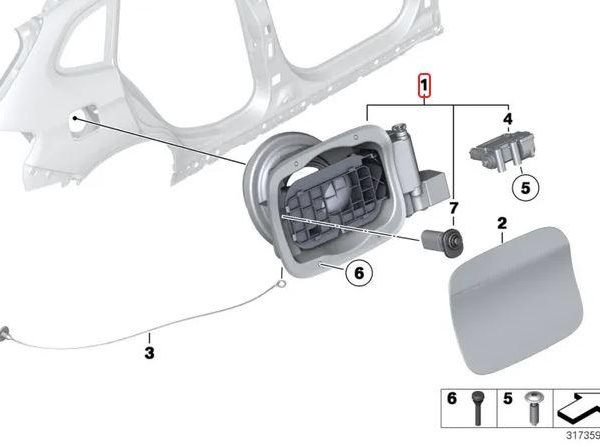 Original BMW E84 X1 Cover Pot Engsel Tutup Leher Tangki Bensin