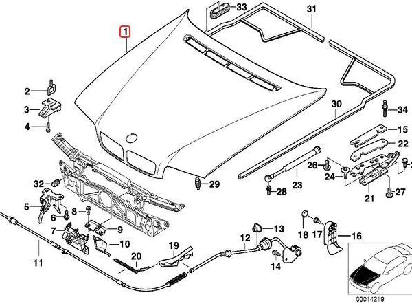 Original BMW E38 7 Series Panel Kap Mesin Engine Hood 41618183124