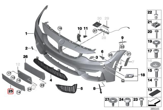 51118056773_A Original BMW F80 M3 F82 F83 M4 Tatakan Plat Nomor Polisi Depan - Gambar 1