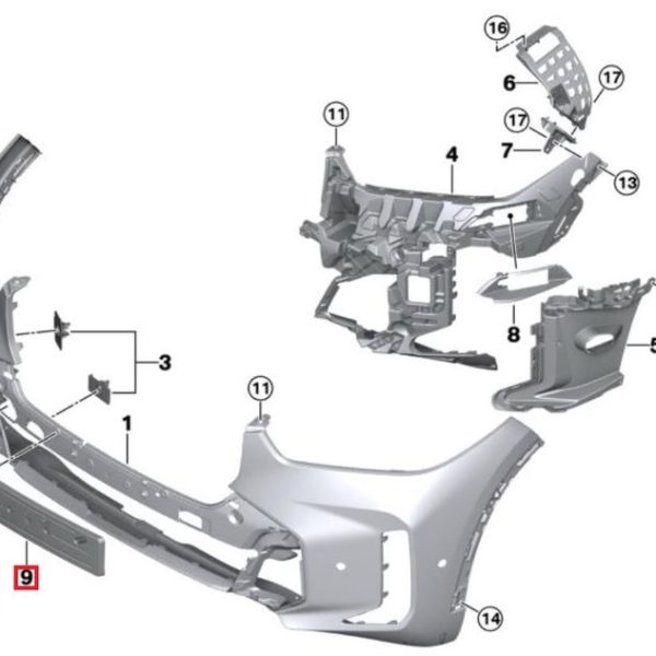 Original BMW G05 X5 LCI M Sport Tatakan Dudukan Plat Nomor Depan