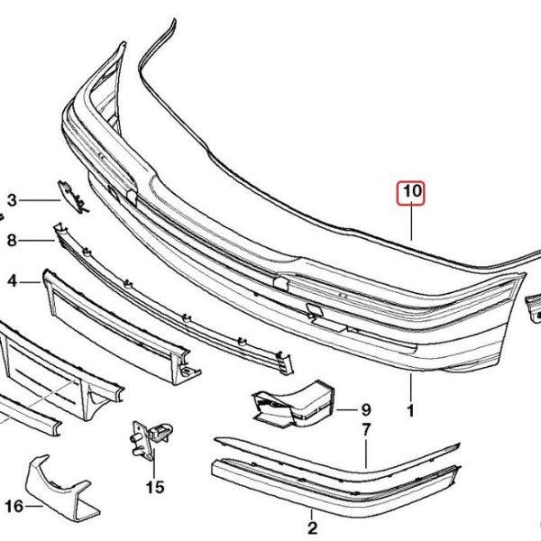 Original BMW E38 Gasket Seal Karet Atas Bemper Depan 51118164813