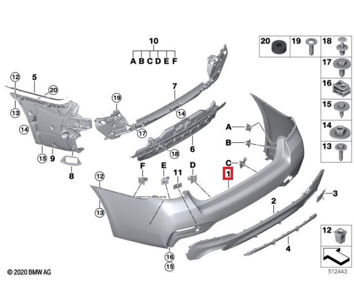 51125A2C1E9_A Original BMW G30 LCI M Sport Facelift Bemper Belakang Polos - Image 1