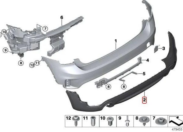 MINI COUNTRYMAN F60 B48 Rear Diffuser Lis Plastik Bemper Belakang