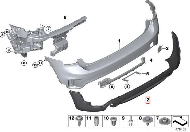 51127391202_A Original MINI COUNTRYMAN F60 Rear Diffuser Lis Plastik Bemper Belakang - Image 1