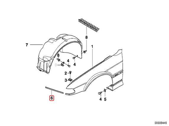 Original BMW E38 Lis Cover Bawah Lampu Depan KANAN 51138157936