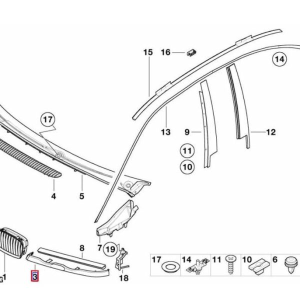 Original BMW E46 Cover Trim Lis Bawah Lampu Depan Washer SET