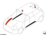 Original MINI F65 F66 F67 JCW Black Stripe Side Sticker Decals Samping Pintu KIRI KANAN SET - Gambar 4