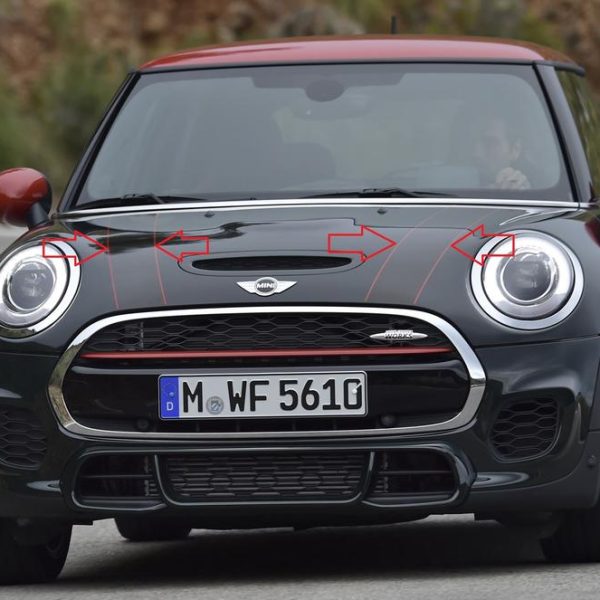 MINI F55 F56 F57 Hood  Red Stripes Strip Sticker Decals Kap Mesin SET