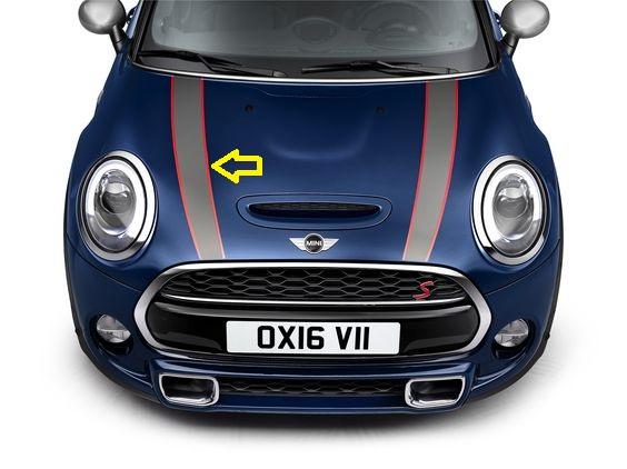 MINI Seven F55 F56 F57 Hood Stripes Strip Sticker Kap Mesin KANAN