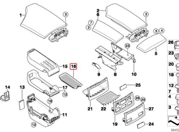 Original BMW E60 Armrest Storage Tray Mat Tatakan Karet Konsol