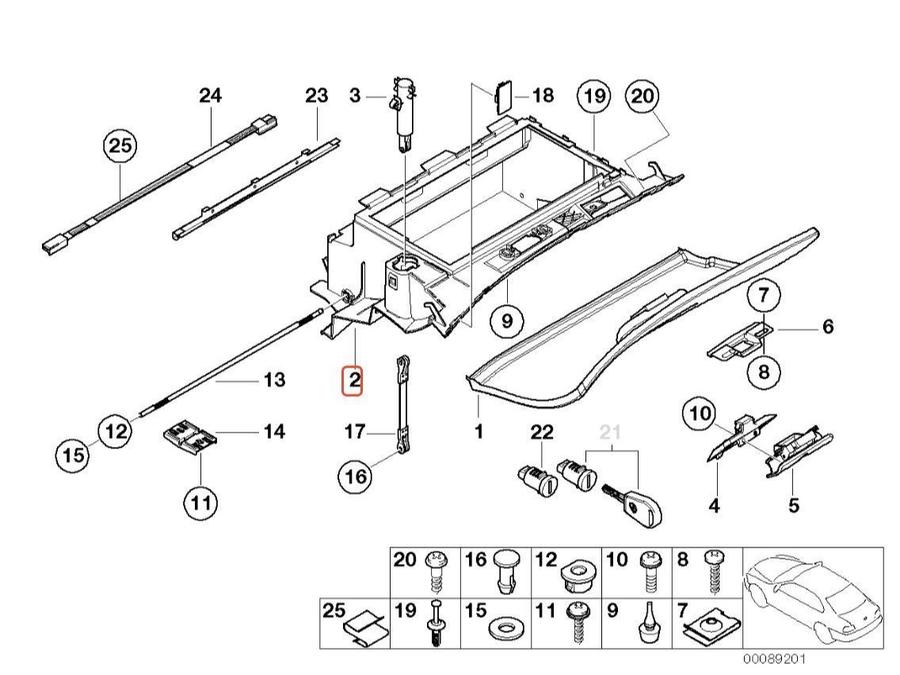 51168216188_A Original BMW E46 Bracket Housing Rumah Glove Box Laci Depan Kiri - Image 1