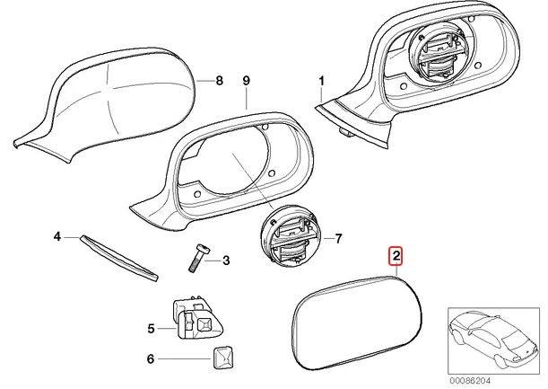 51168397878_A Original BMW E36 Z3 Mirror Glass Kaca Spion KIRI - Image 1