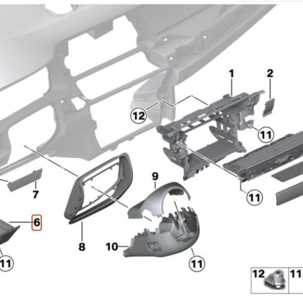 Original BMW F07 GT Driver Glove Box Laci sisi Pengemudi Kanan