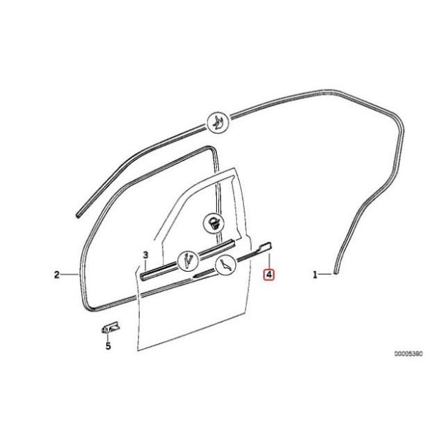 Original BMW E36 Outer Weatherstrip Karet Seal Jendela Pintu DEPAN LH