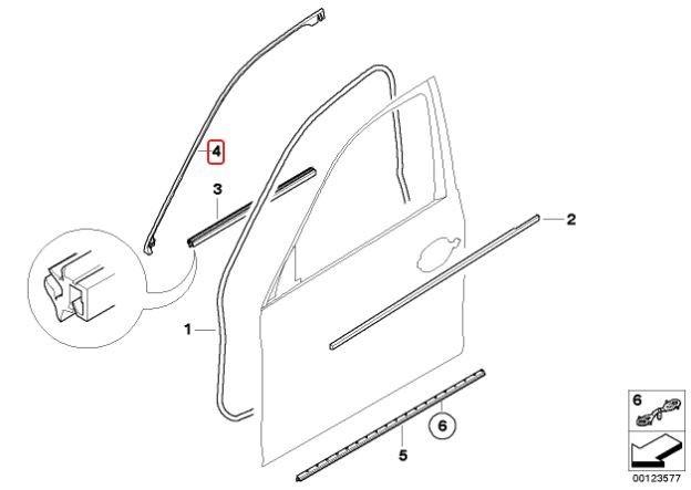 51227057509_A Ori BMW E60 Weatherstrip Karet Seal Bingkai Pintu Belakang Atas KIRI - Image 1