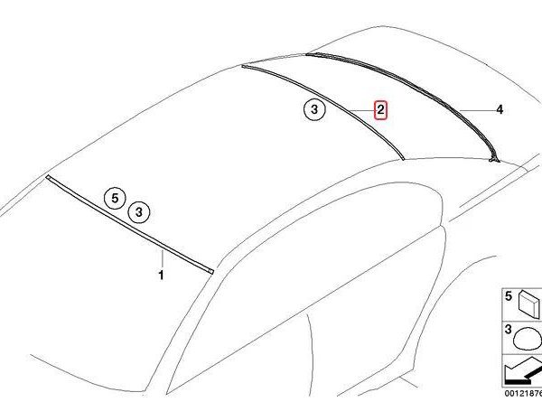 Original BMW E65 E66 7 Series Seal Karet Kaca Belakang Atas