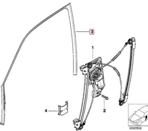 BMW E38 Channel Cover Karet Seal Kaca Pintu DEPAN KANAN Double Glazing