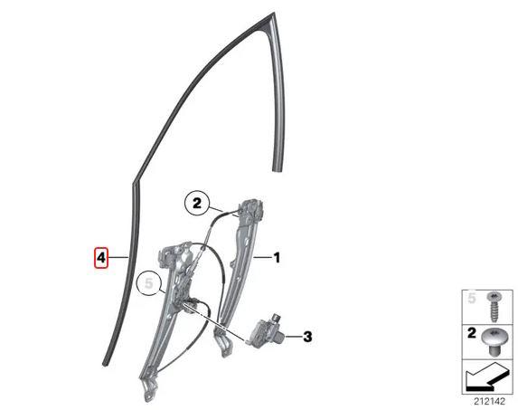 Original BMW F10 Channel Cover Karet Seal Jendela Pintu Depan KIRI