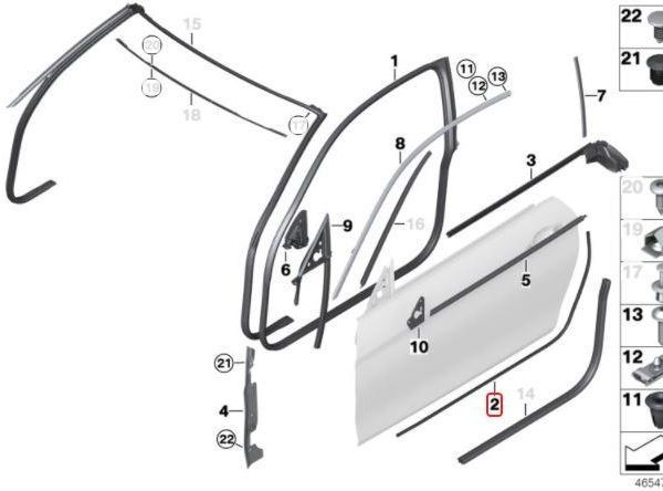 BMW F32 F82 F83 M4 Weatherstrip Trim Karet Seal Bawah Pintu Depan KIRI
