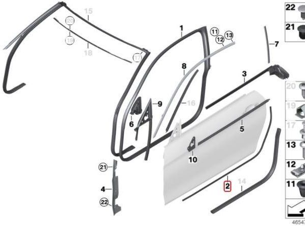 Original BMW F32 F82 F83 M4 Trim Karet Seal Bawah Pintu Depan KANAN