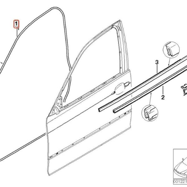 Ori BMW E46 Sedan Weatherstrip Karet Seal Pintu Depan KIRI 51338194695