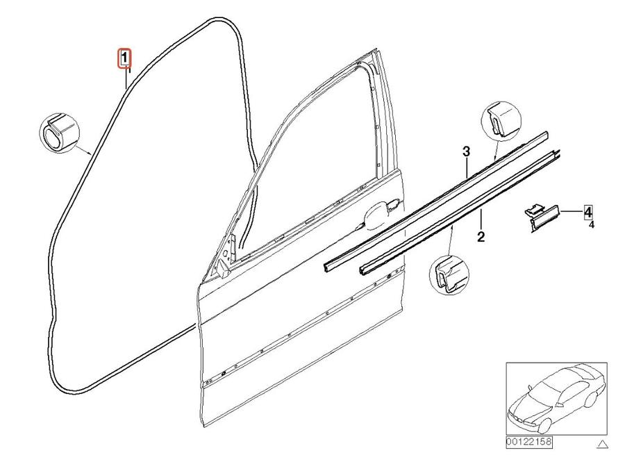 51338194695_A Ori BMW E46 Sedan Weatherstrip Karet Seal Pintu Depan KIRI 51338194695 - Image 1