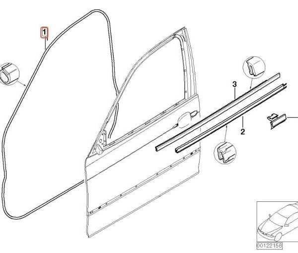 BMW E46 Sedan Weatherstrip Karet Seal Pintu Depan KANAN 51338194696