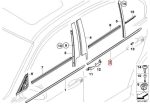 Original BMW E90 Cover Lis Pelipit Kaca Luar Pintu Belakang KIRI Hitam