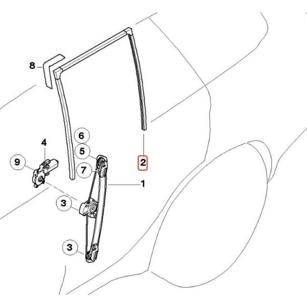 Original BMW E53 X5 Karet Channel Kaca Window Guide - BELAKANG KIRI