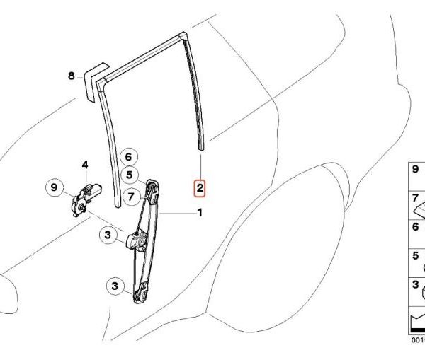 Original BMW E53 X5 Karet Channel Kaca Window Guide - BELAKANG KANAN
