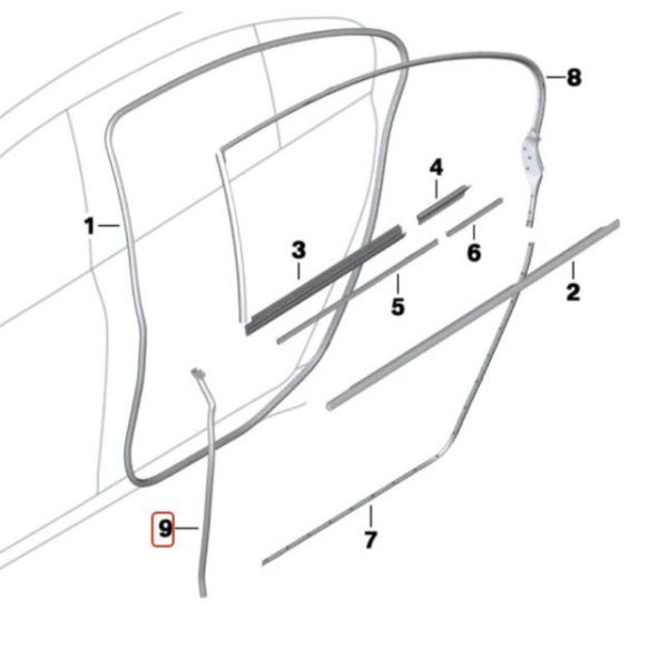 Original BMW F02 Gasket Door Joint Karet Seal Pintu BELAKANG KIRI
