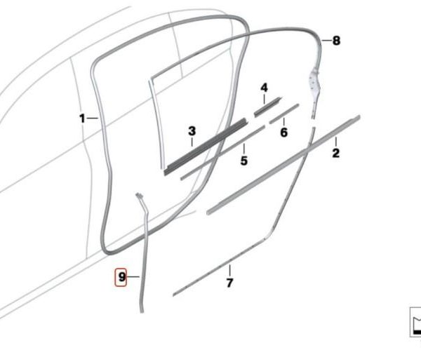 Original BMW F02 Gasket Door Joint Karet Seal Pintu BELAKANG KANAN
