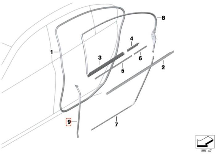 51357177944_A Original BMW F02 Gasket Door Joint Karet Seal Pintu BELAKANG KANAN - Image 1