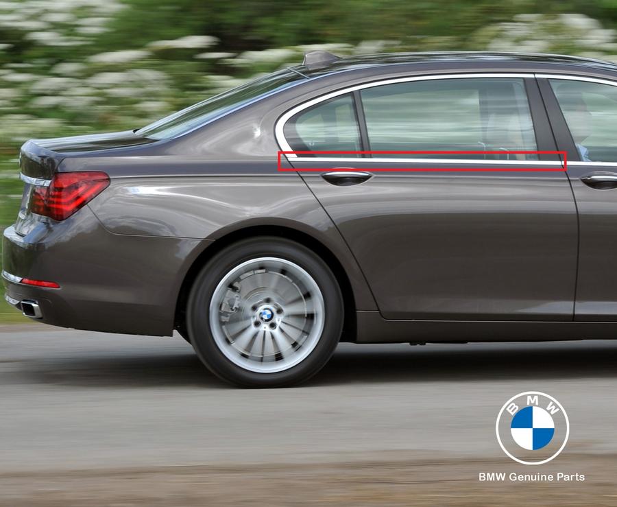 51357179122_A Ori BMW F02 Pelipit Kaca Lis Chrome Pintu Belakang KANAN 51357179122 - Image 1