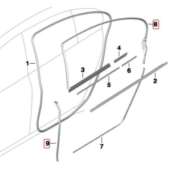 Original BMW F02 Seal Door Seam Karet Pintu Bingkai Atas Belakang KIRI
