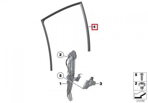 Original BMW F10 Channel Cover Karet Seal Jendela Pintu Belakang KIRI