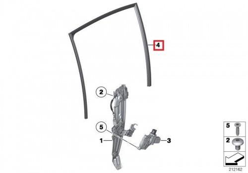 Original BMW F10 Channel Cover Karet Seal Jendela Pintu Belakang KANAN