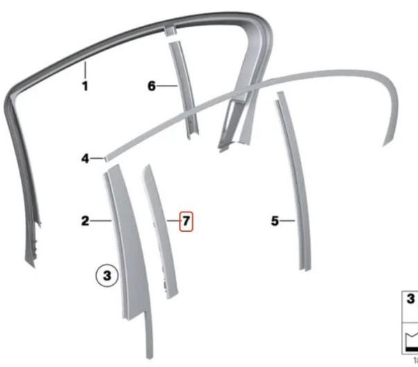 Original BMW F01 F02 Trim Cover Luar Pilar B Kaca Pintu Belakang KIRI