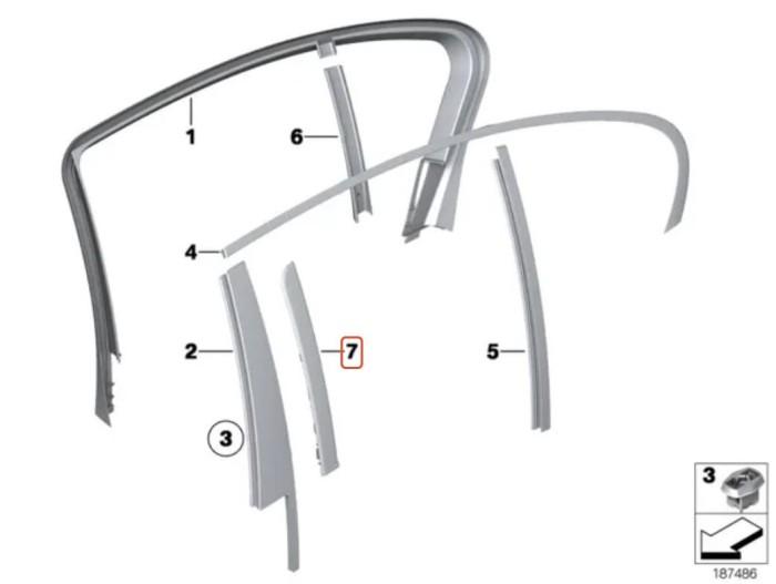 51359141423_A Original BMW F01 F02 Trim Cover Luar Pilar B Kaca Pintu Belakang KIRI - Image 1