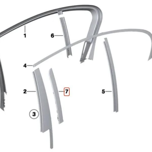 Original BMW F01 F02 Trim Cover Luar Pilar B Kaca Pintu Belakang KANAN