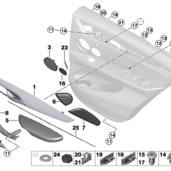 BMW F15 X5 F16 X6 Cover Trim Handle Pintu Belakang KIRI 51417292087
