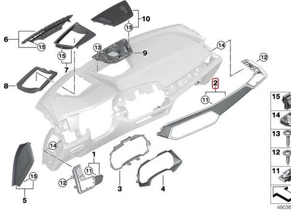 Original BMW G05 X5 C06 X6 Carbon Fiber Interior Trim Dashboard Panel